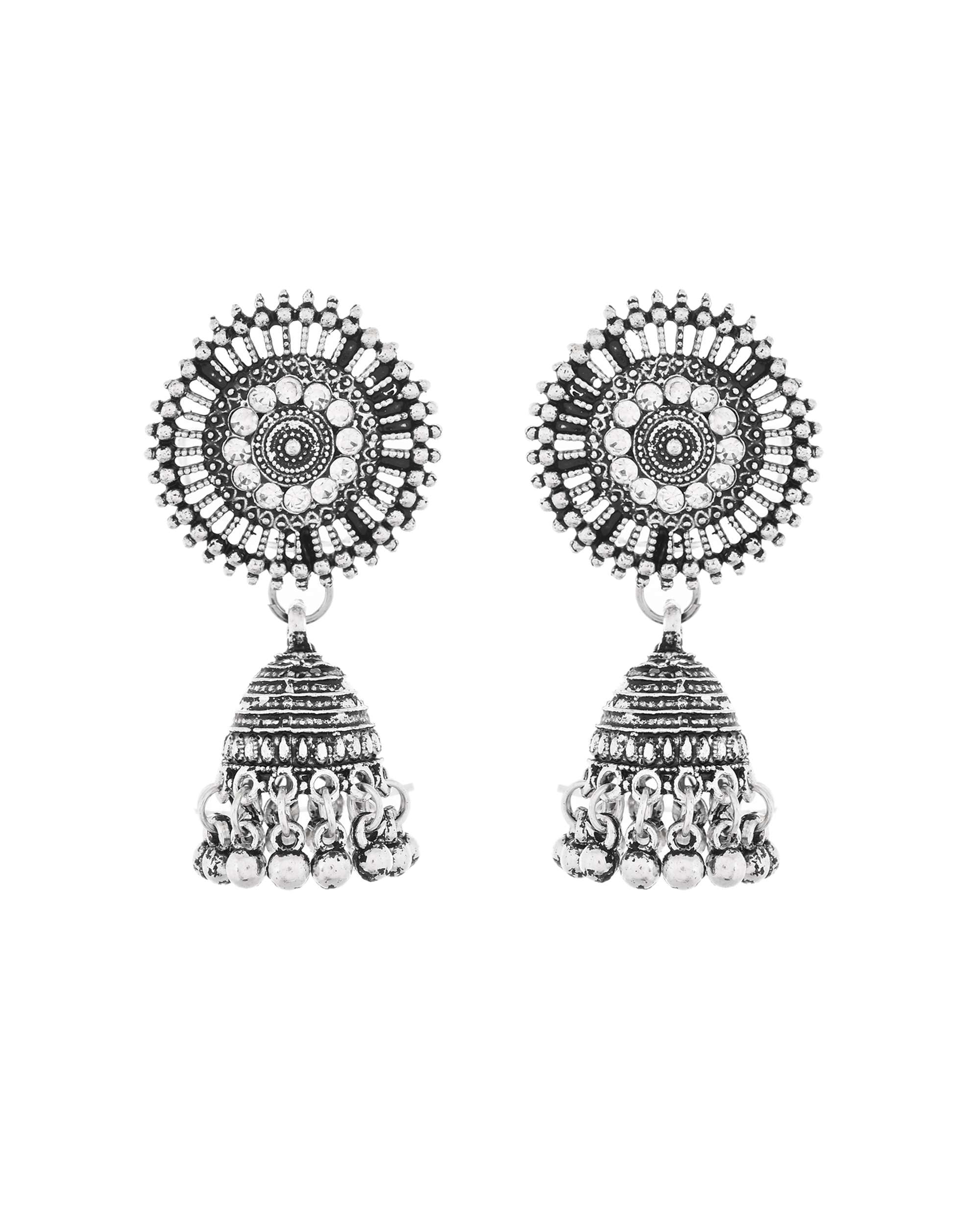 Jewels Nest Boho Inspired Adjustable Necklace with Dome Jhumkas