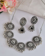 Jewels Nest Boho Inspired Adjustable Necklace with Dome Jhumkas