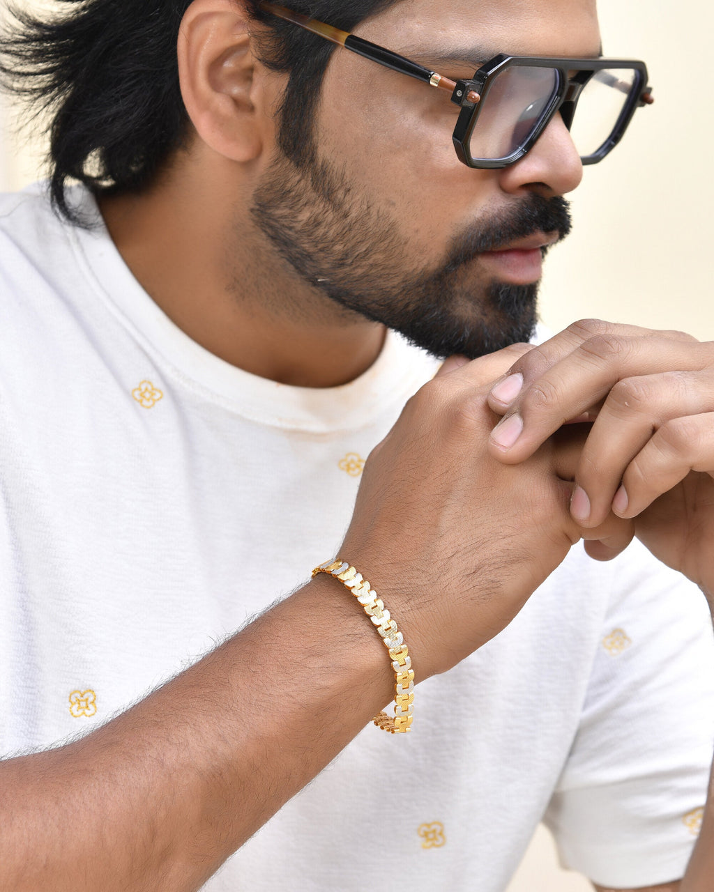 Jewels Nest Stylish Two-Tone Gold-Polished Bracelet - Distacart