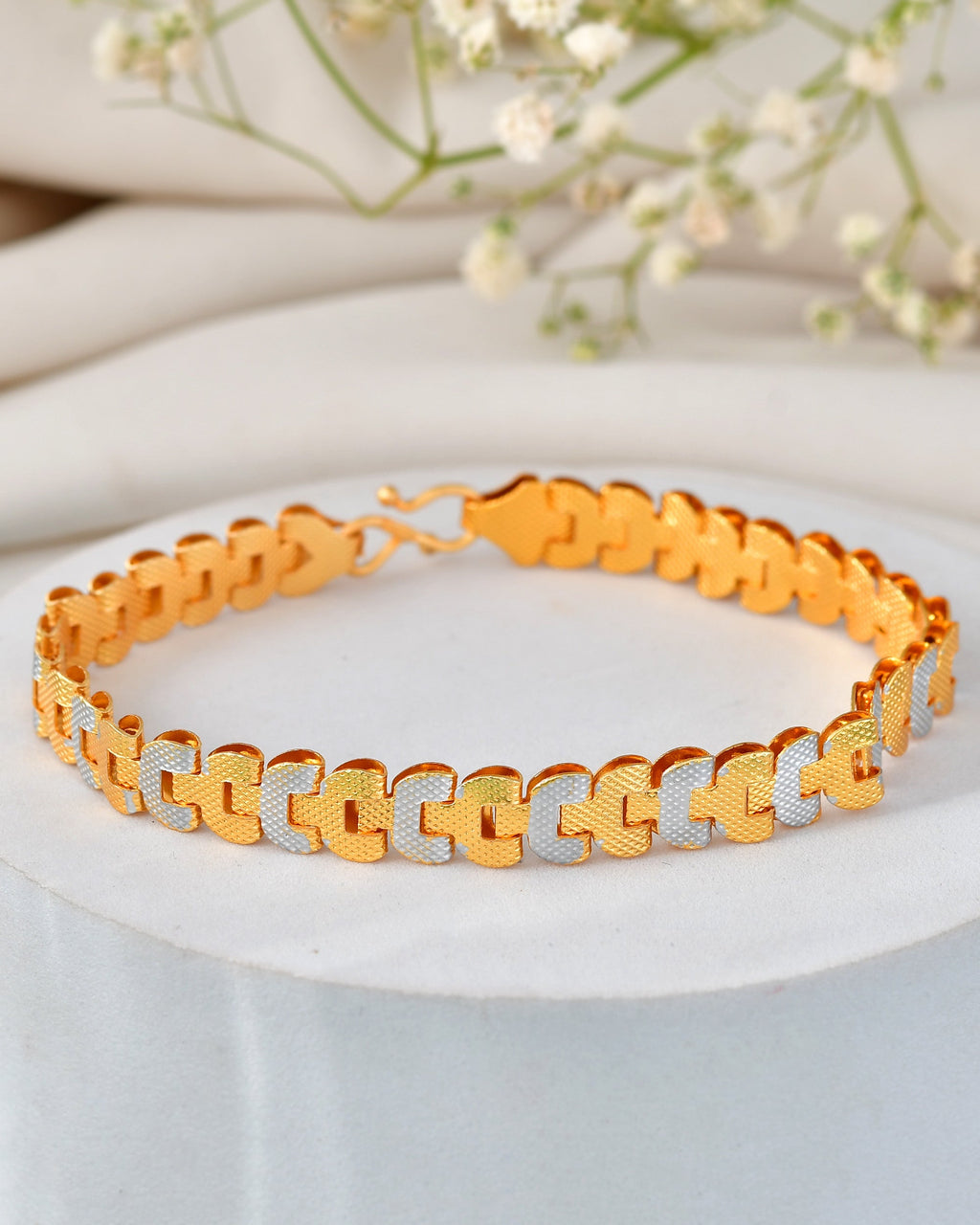 Jewels Nest Stylish Two-Tone Gold-Polished Bracelet - Distacart