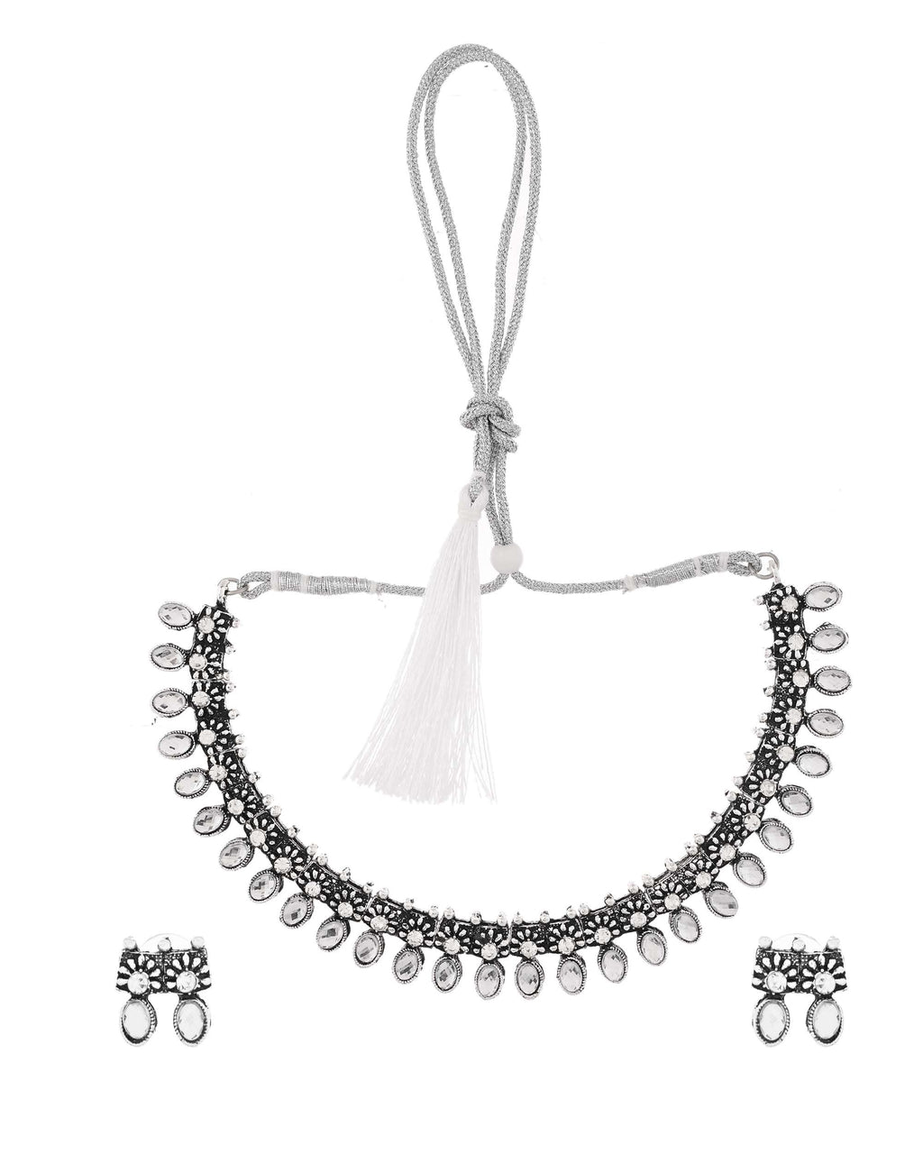 Jewels Nest Antique Finish Adjustable Necklace with Teardrop Motifs