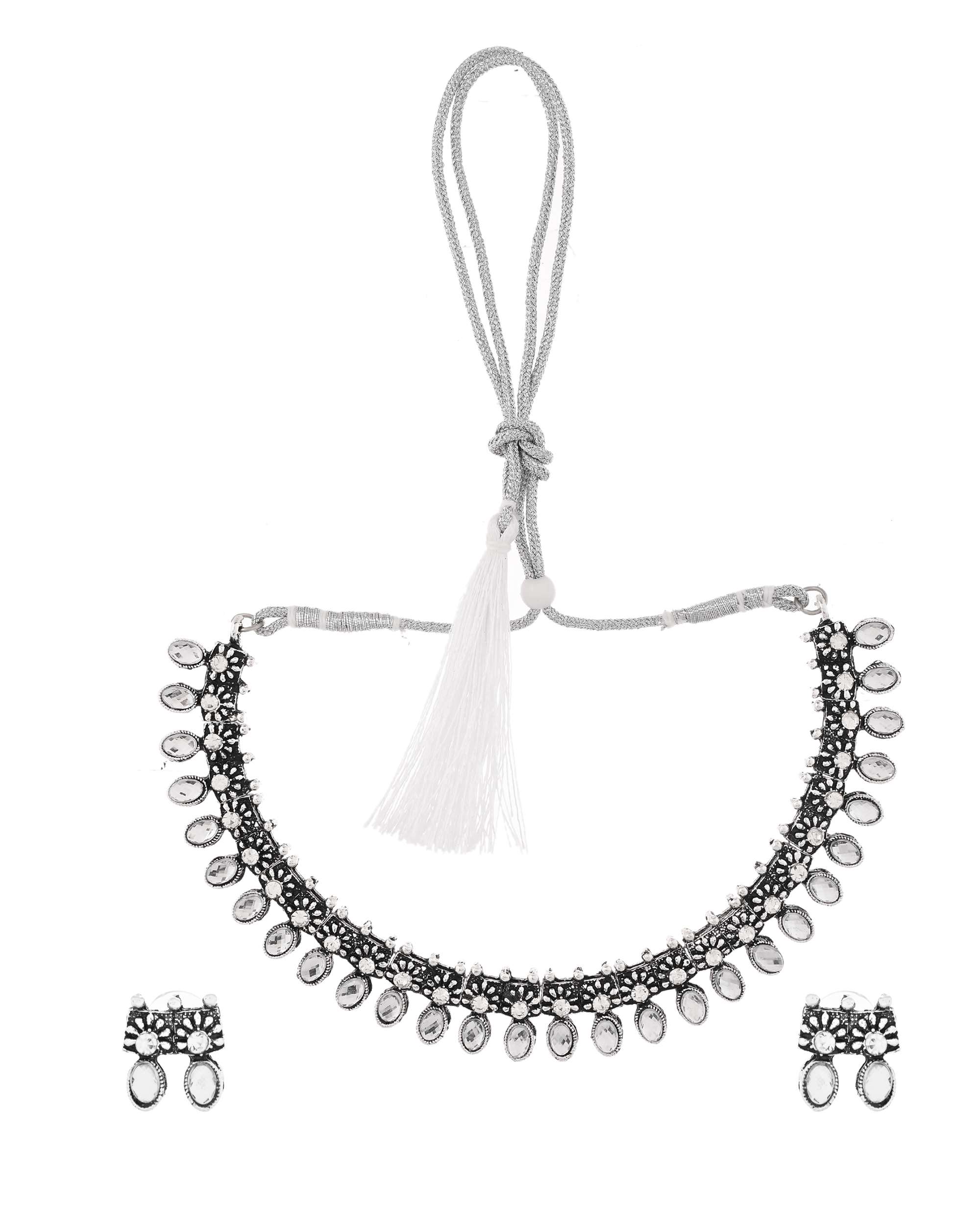 Jewels Nest Antique Finish Adjustable Necklace with Teardrop Motifs