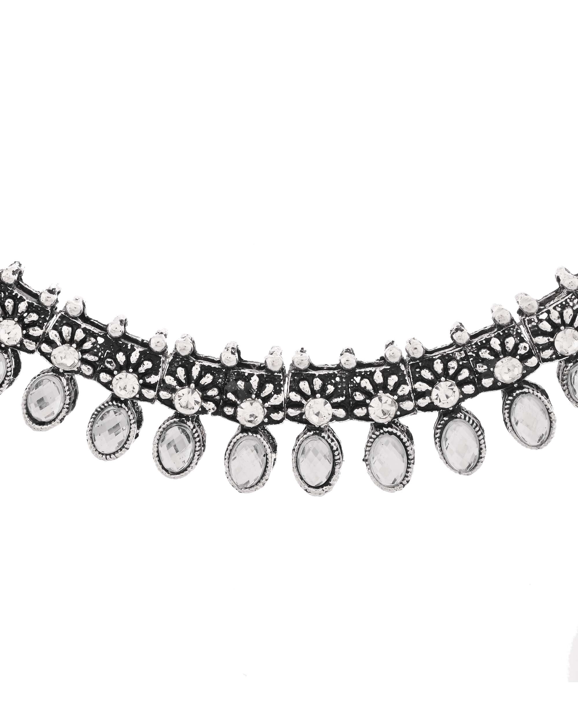 Jewels Nest Antique Finish Adjustable Necklace with Teardrop Motifs