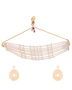 Jewels Nest Multi-Strand Pearl Necklace with Kundan-Inspired Pendant & Earrings