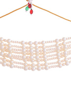 Jewels Nest Multi-Strand Pearl Necklace with Kundan-Inspired Pendant & Earrings