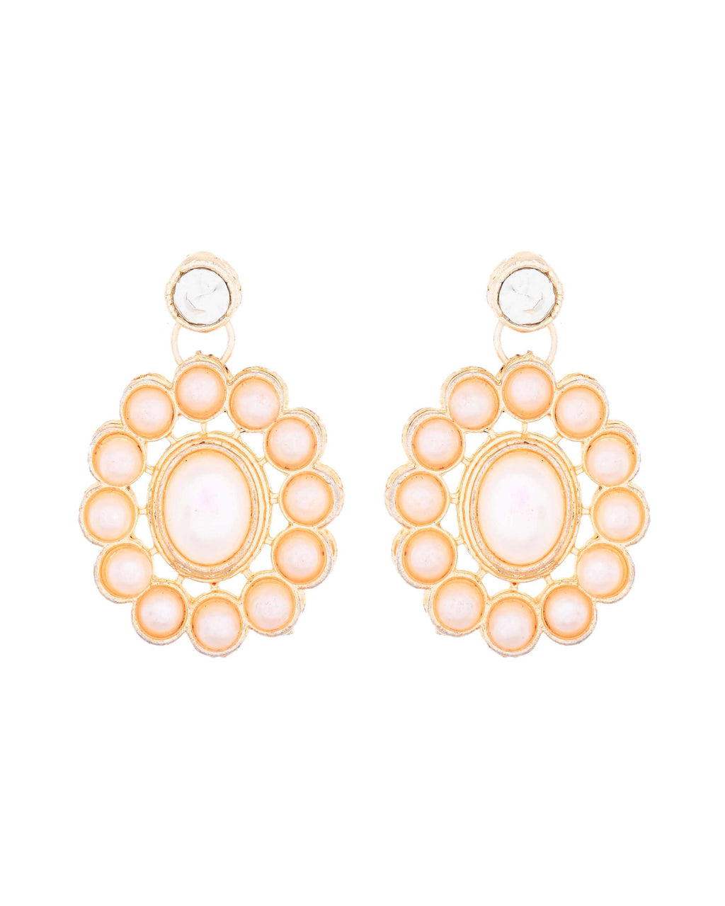 Jewels Nest Multi-Strand Pearl Necklace with Kundan-Inspired Pendant & Earrings