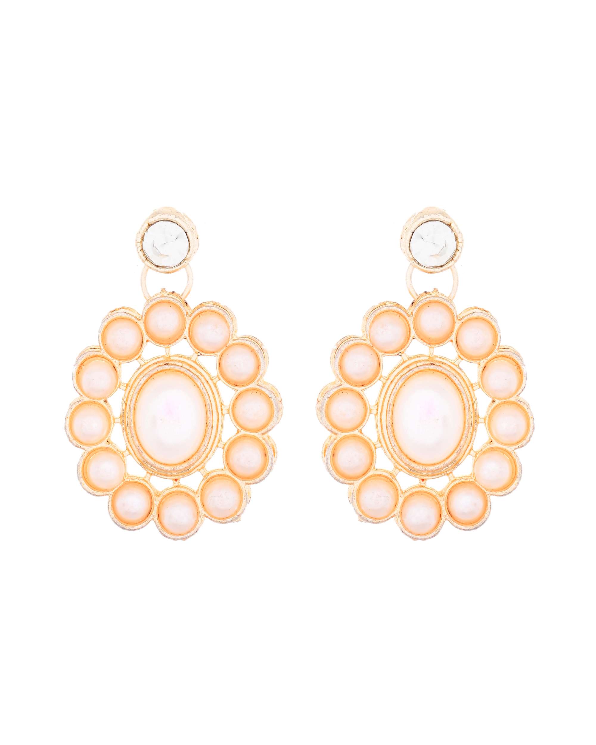 Jewels Nest Multi-Strand Pearl Necklace with Kundan-Inspired Pendant & Earrings