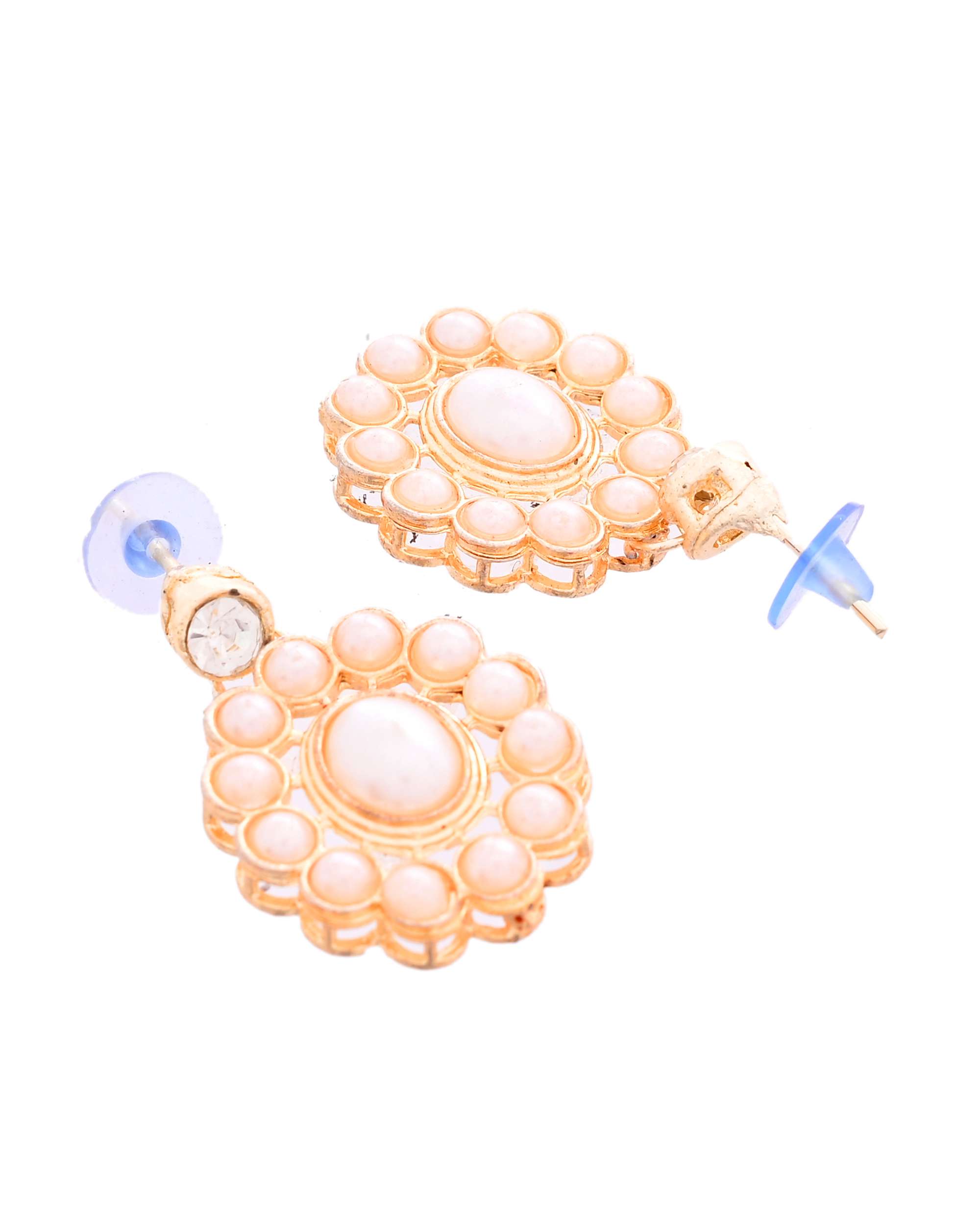 Jewels Nest Multi-Strand Pearl Necklace with Kundan-Inspired Pendant & Earrings