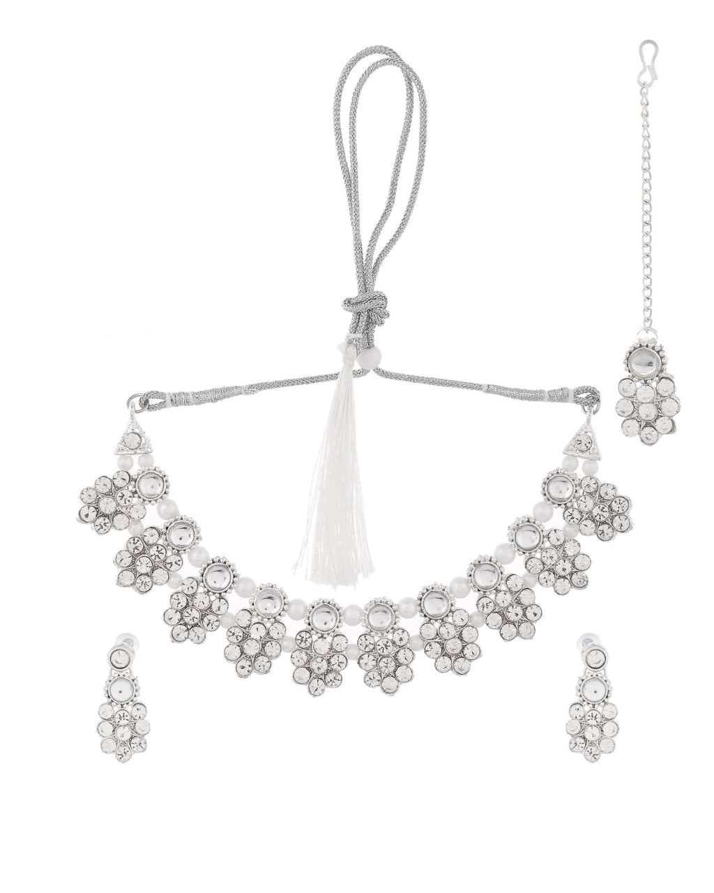 Jewels Nest Glamorous Silver-Tone Jewellery Set for Special Occasions