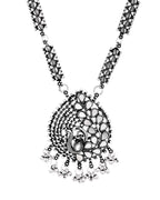 Jewels Nest Antique Long Oxidised Necklace Set with Statement Pendant