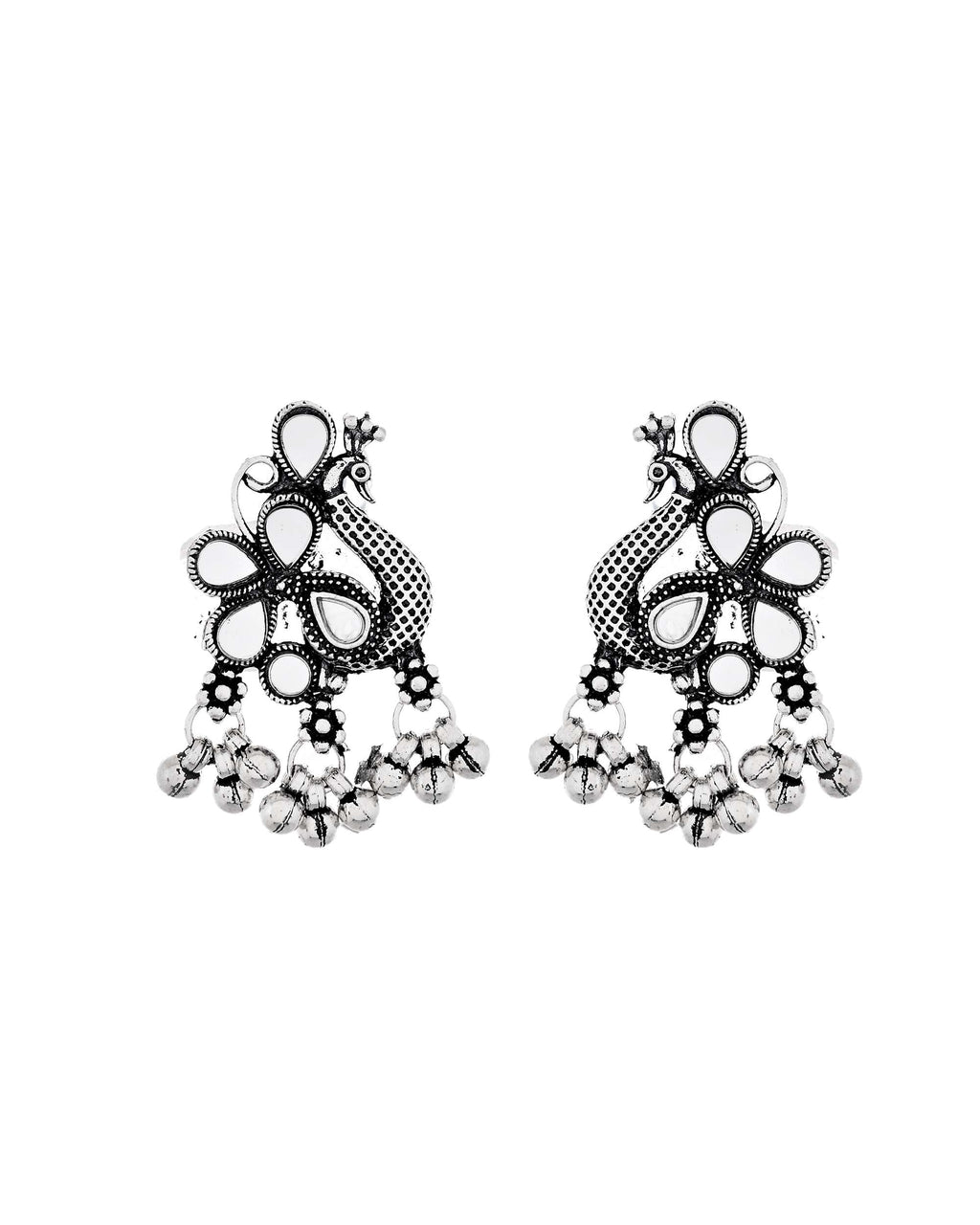 Jewels Nest Antique Long Oxidised Necklace Set with Statement Pendant