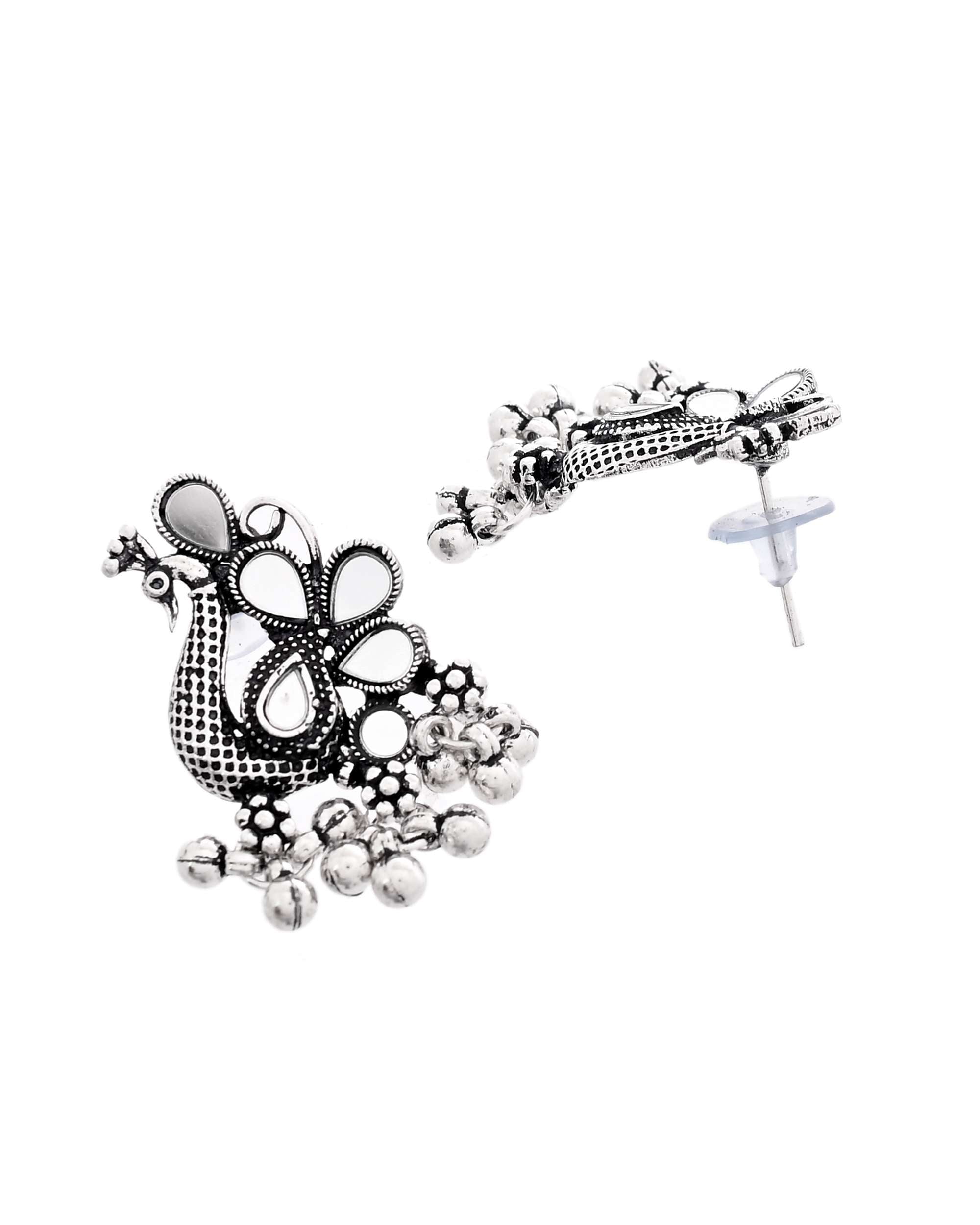 Jewels Nest Antique Long Oxidised Necklace Set with Statement Pendant