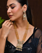 Jewels Nest Ethnic Multi-Strand Golden Bead Necklace Set for Women