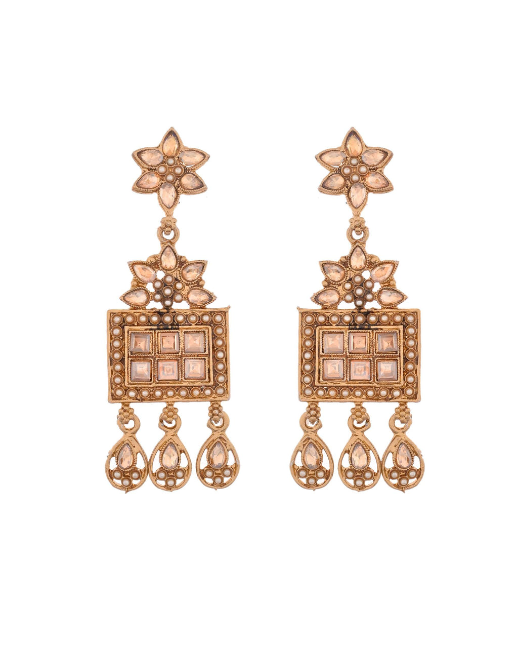 Jewels Nest Ethnic Multi-Strand Golden Bead Necklace Set for Women