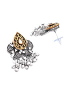Jewels Nest Tribal Oxidised Silver Necklace with Gold Accent Pendant
