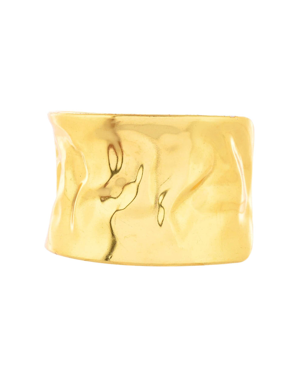 Jewels Nest Ripple Texture Wide Gold Cuff Bracelet - Distacart