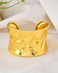 Jewels Nest Ripple Texture Wide Gold Cuff Bracelet - Distacart