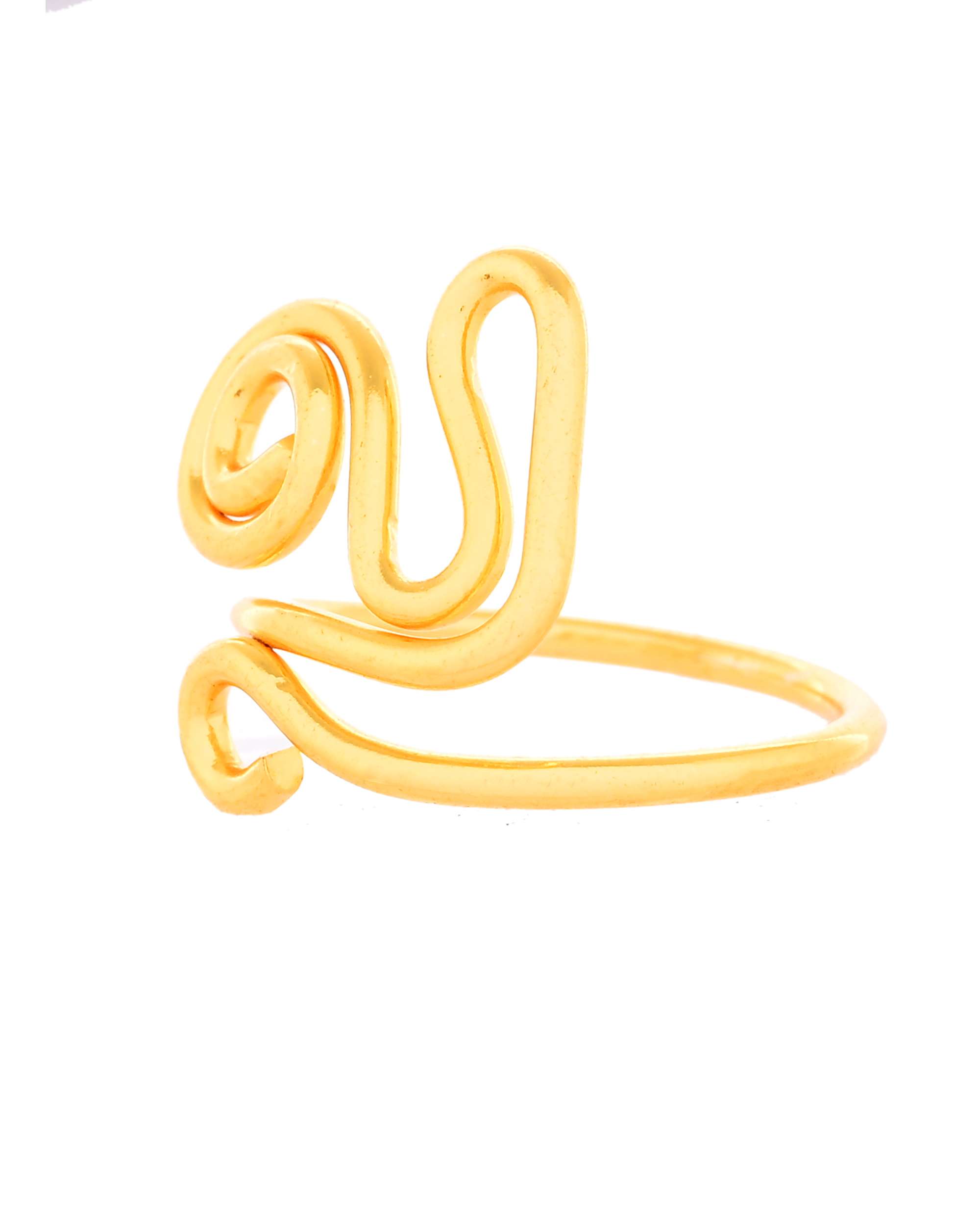 Jewels Nest Gold-Tone Adjustable Spiral Ring – Minimalist Contemporary Finger Ring for Women