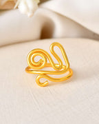Jewels Nest Gold-Tone Adjustable Spiral Ring – Minimalist Contemporary Finger Ring for Women