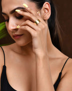 Jewels Nest Gold-Plated Matte Textured Open Band Ring – Anti-Tarnish Adjustable Finger Ring for Women