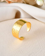 Jewels Nest Gold-Plated Matte Textured Open Band Ring – Anti-Tarnish Adjustable Finger Ring for Women