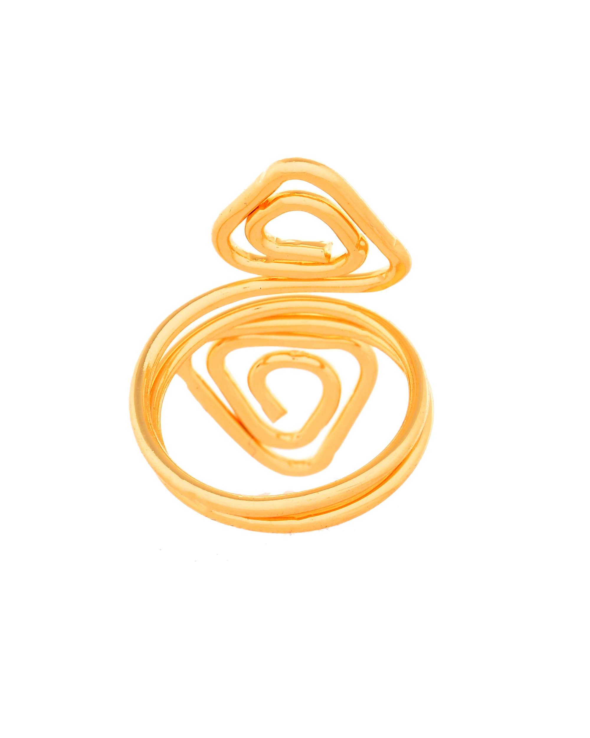 Jewels Nest Gold-Plated Textured Triple-Layer Adjustable Finger Ring | Anti-Tarnish Geometric Statement Ring for Women