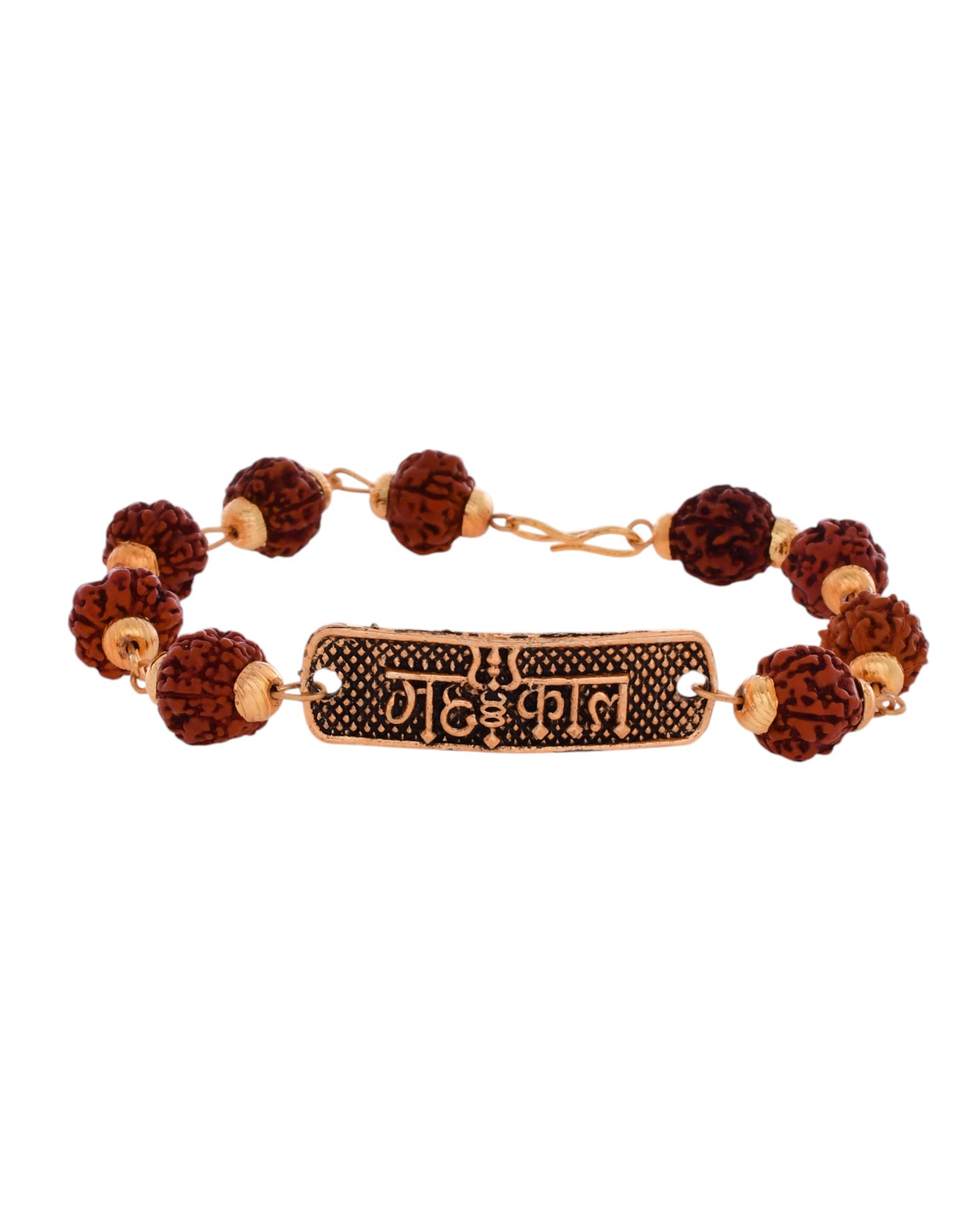 Jewels Nest Spiritual Rudraksha & Gold-Polished Bracelet