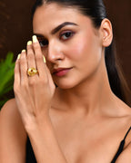Jewels Nest Gold-Plated Spiral Dome Adjustable Finger Ring | Anti-Tarnish Modern Coil Design for Women
