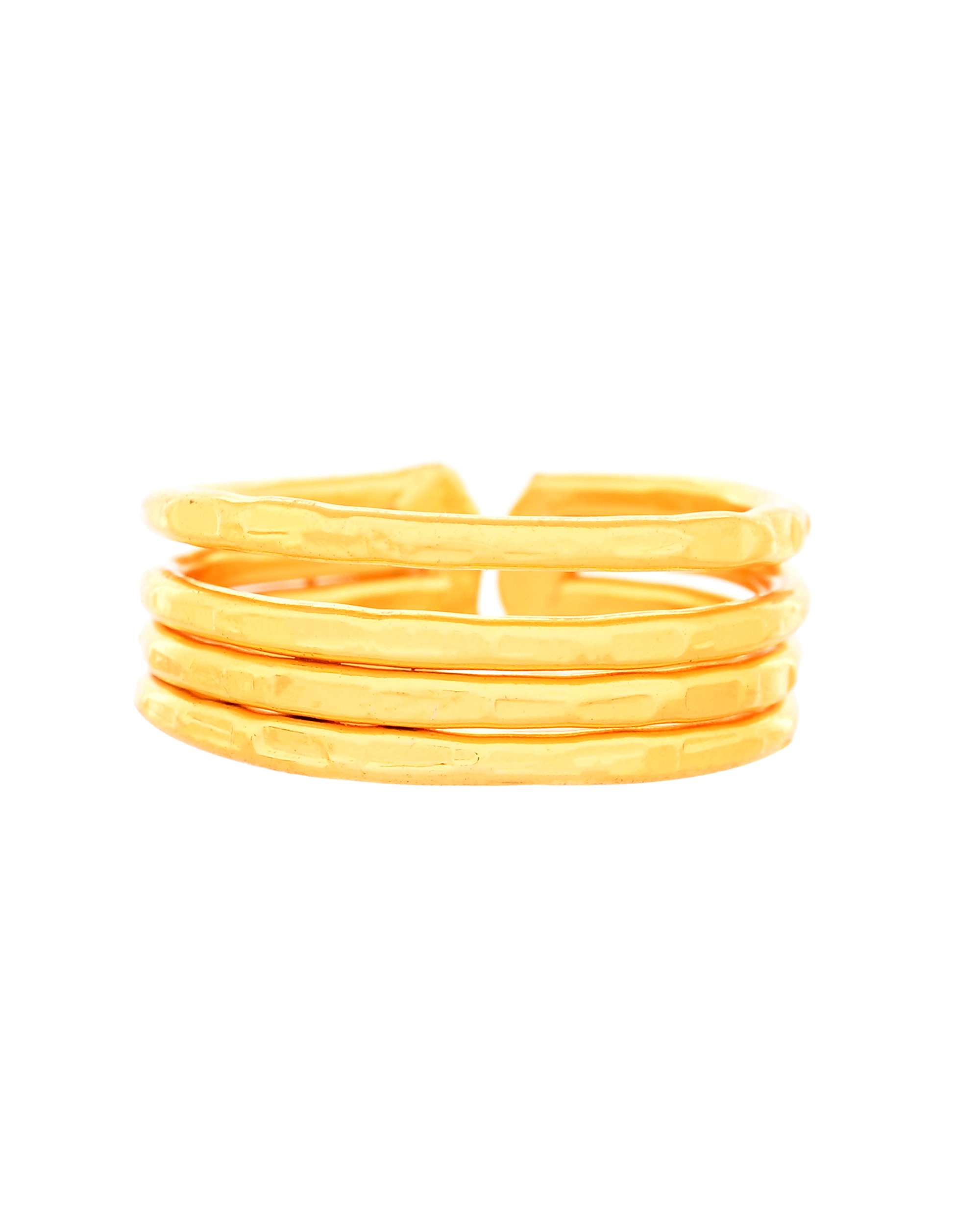 Jewels Nest Gold-Plated Multi-Layer Coil Adjustable Finger Ring | Anti-Tarnish Minimal Stackable Design for Women