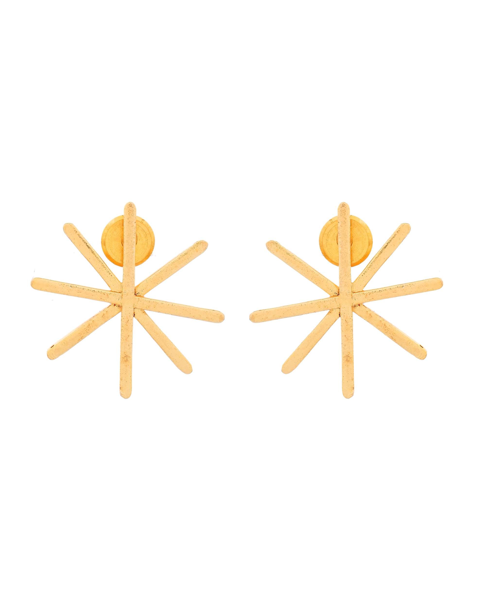 Jewels Nest Gold-Plated Statement Starburst Stud Earrings | Anti-Tarnish Bold Geometric Earwear for Women - Distacart