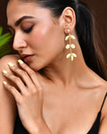 Jewels Nest Leaf & Coin Cascade Earrings | Matte Gold Long Ethnic Dangler Earrings for Women - Distacart