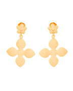 Jewels Nest Floral Bliss Drop Earrings | Elegant Matte Gold Designer Stud Danglers - Distacart