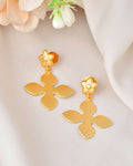 Jewels Nest Floral Bliss Drop Earrings | Elegant Matte Gold Designer Stud Danglers - Distacart