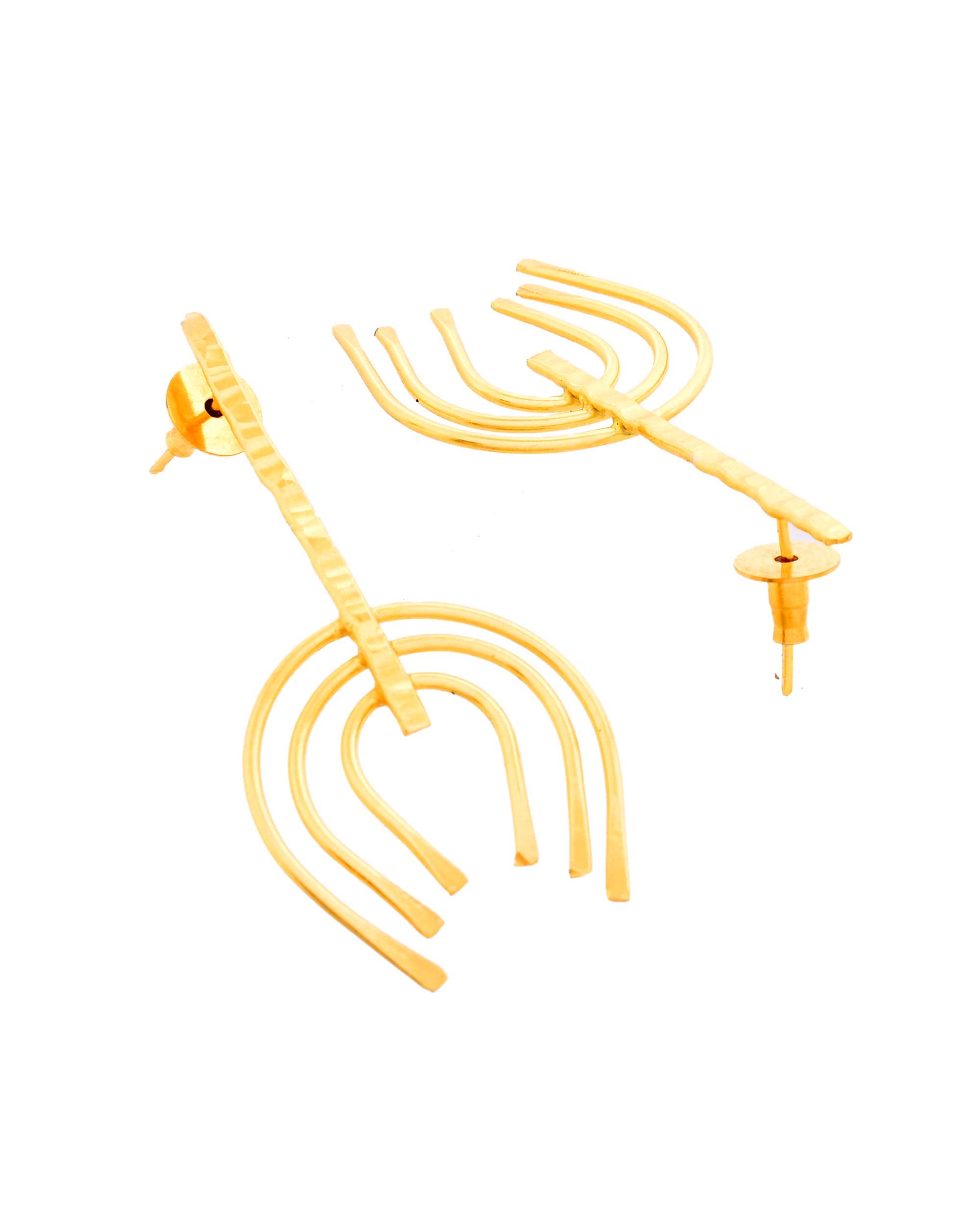 Jewels Nest Contemporary Arch Design Gold Earrings for Women – Matte Finish Statement Jewelry - Distacart