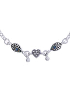 Jewels Nest Set of 2 Silver-Plated Stainless Steel Evil Eye & Heart Charm Beaded Anklets - Distacart