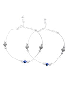 Jewels Nest Silver-Plated Stainless Steel Anklet Set with Evil Eye & Metallic Charms - Distacart