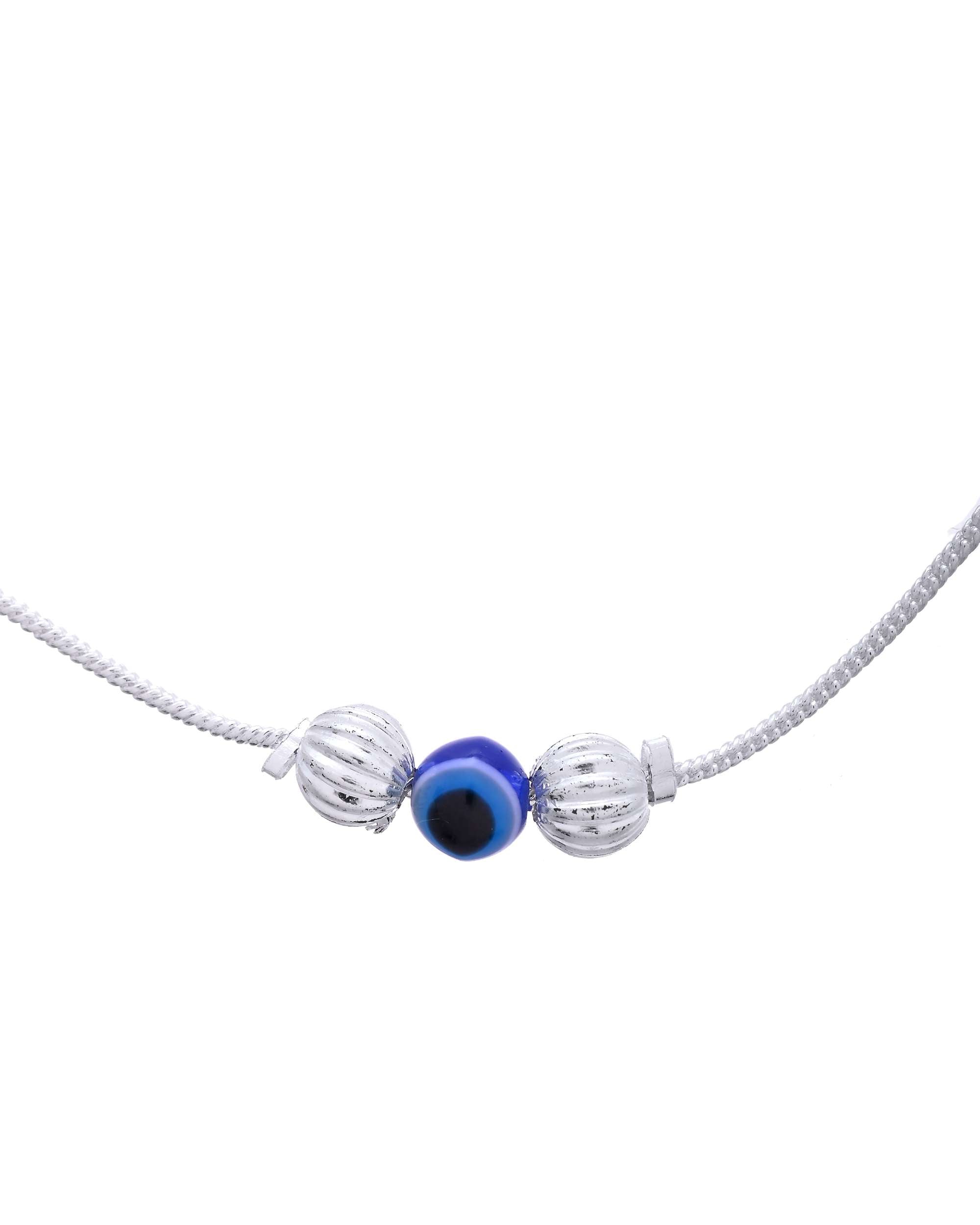 Jewels Nest Silver-Plated Stainless Steel Anklet Set with Evil Eye & Metallic Charms - Distacart