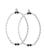 Jewels Nest Set of 2 Silver-Plated Black & White Beaded Anklets with Leaf Charm - Distacart