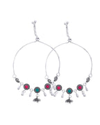 Jewels Nest Set of 2 Silver-Plated Artificial Stone Beaded Anklets with Multi-Colored Accents - Distacart
