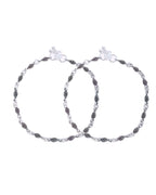 Jewels Nest Stainless Steel Silver-Tone Anklets with Leaf and Pearl Detailing - Distacart