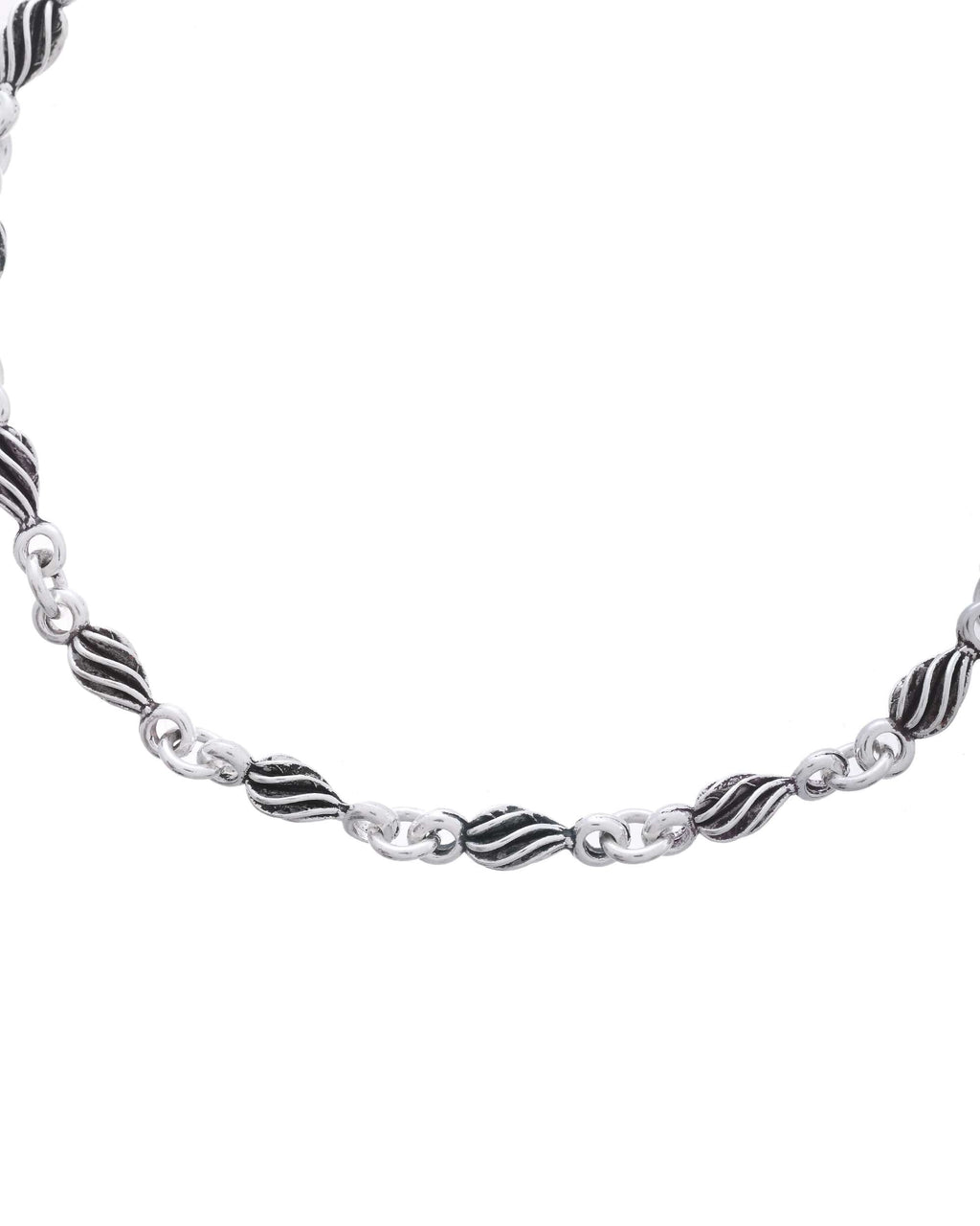 Jewels Nest Stainless Steel Silver-Tone Anklets with Leaf and Pearl Detailing - Distacart