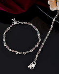 Jewels Nest Stainless Steel Silver-Tone Anklets with Leaf and Pearl Detailing - Distacart