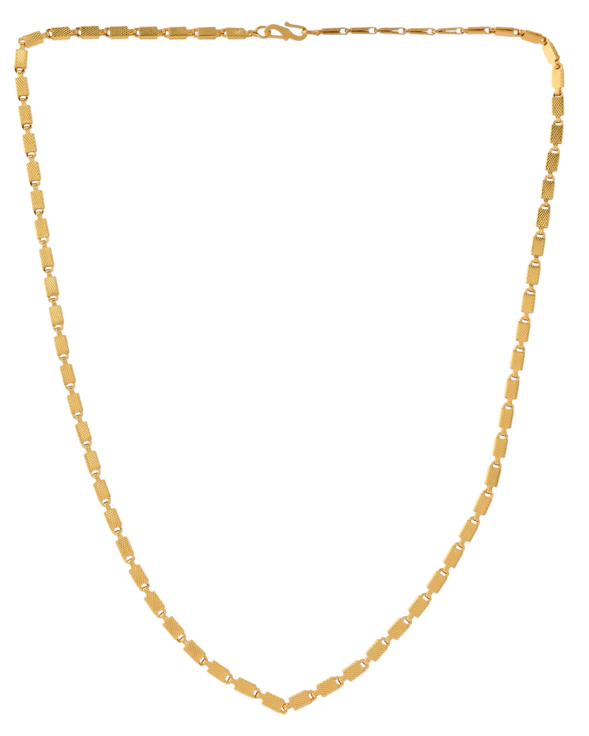 Jewels Nest Men Gold-Polished Stainless Steel Self Design Biscuit Chain