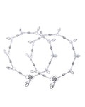 Jewels Nest Oxidized Silver-Toned Tribal Barrel Charm Anklet – Set of 2 - Distacart