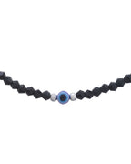 Jewels Nest Set of 2 Black Beaded Evil Eye Anklets with Silver-Toned Shell Charms - Distacart