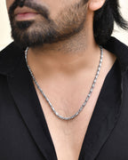 Jewels Nest Men's Silver-Tone Stainless Steel Self-Design Link Chain
