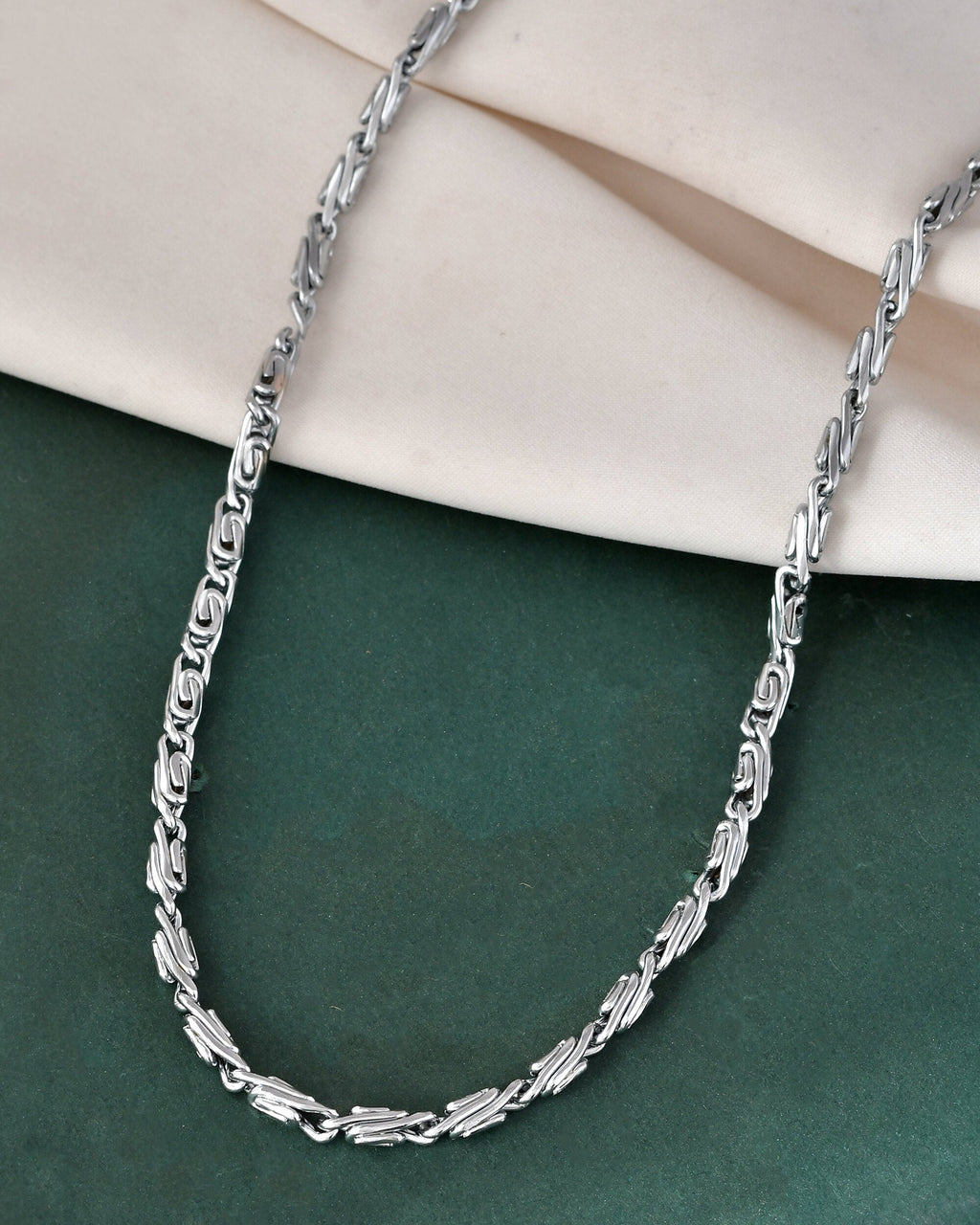 Jewels Nest Men's Silver-Tone Stainless Steel Self-Design Link Chain