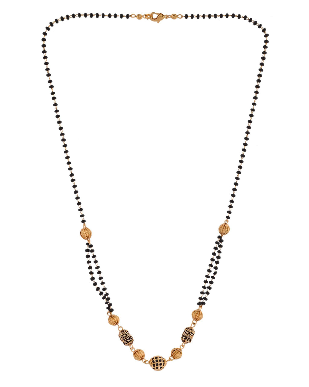 Jewels Nest Traditional Gold Bead Mangalsutra with Black Double Chain - Distacart