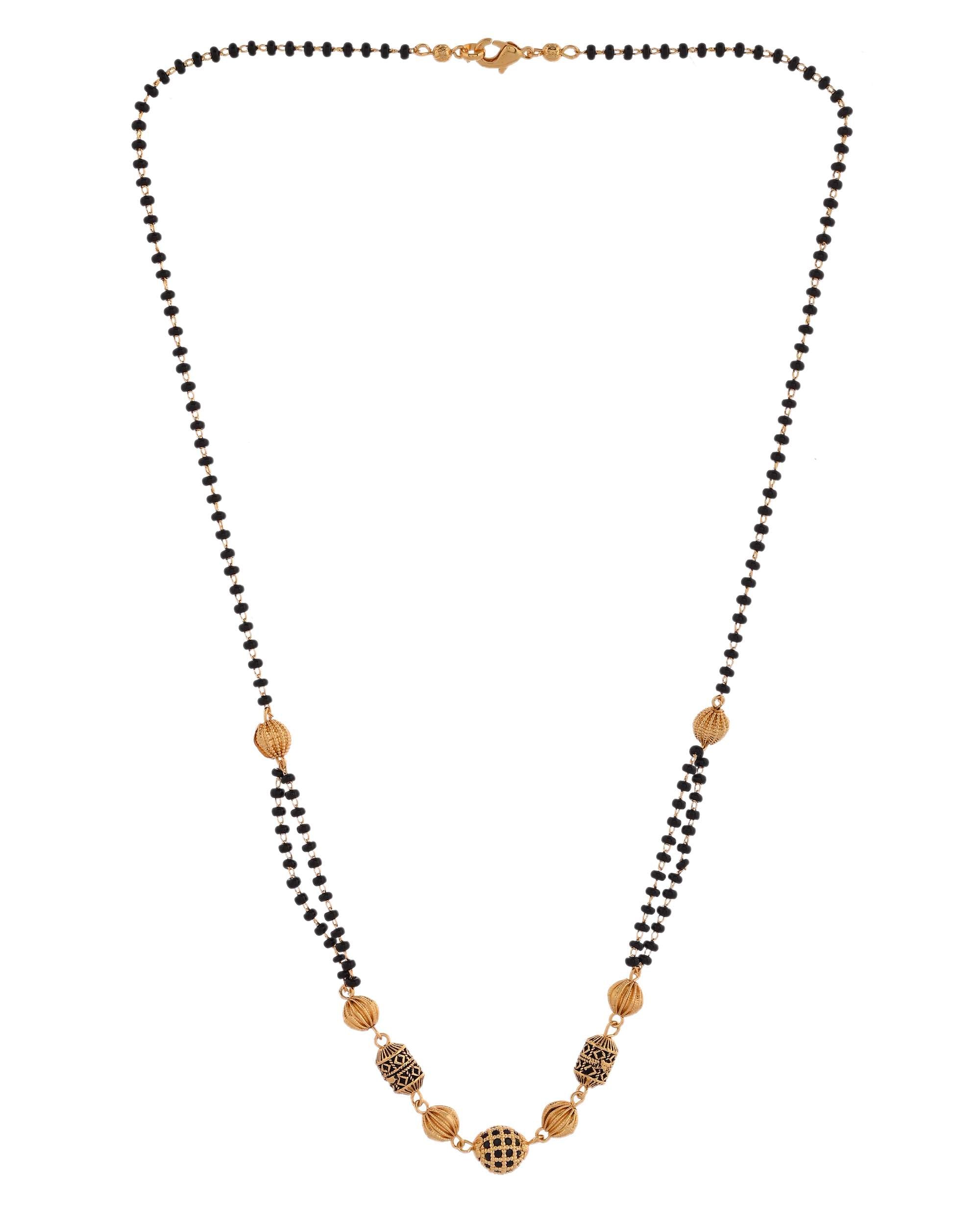Jewels Nest Traditional Gold Bead Mangalsutra with Black Double Chain - Distacart