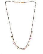 Jewels Nest Elegant Black Beads Mangalsutra with Green & Red Stone Drops – Silver Finish - Distacart